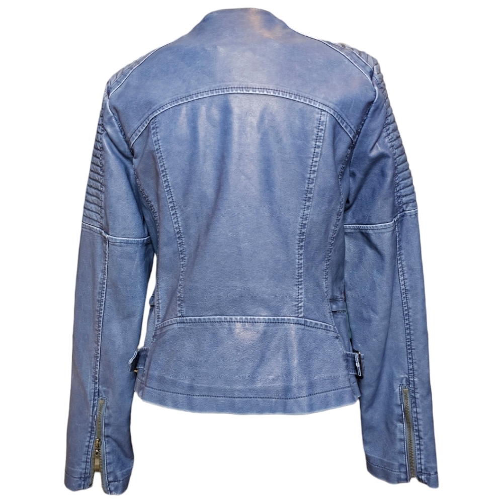 UNTAGGED faux leather bomber jacket. Blue. Small Haul #1 - Picture 6 of 10